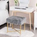Ottoman Footrest W/Padded,Luxurious Faux Fur Covered Seat and Gold Metal Base