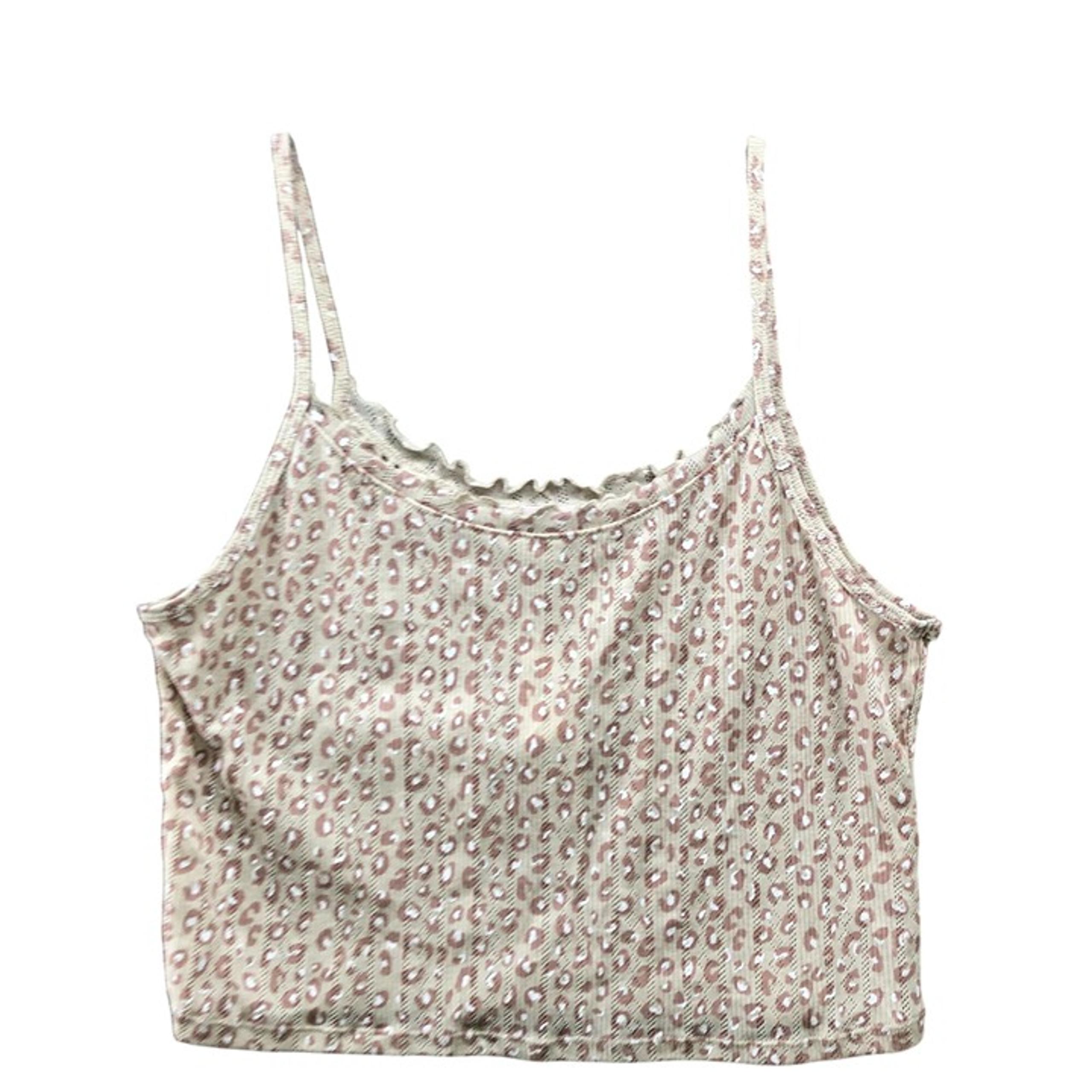 NWT Pink Rose Cami Top Womens XL Lounge Leopard Print Beige Tan Cropped