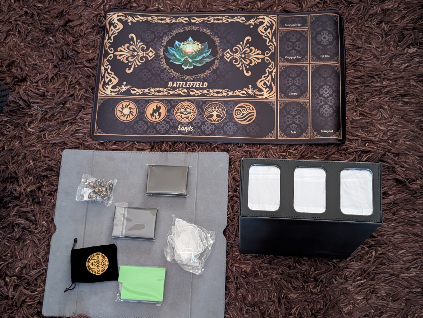 Card Storage Box w/ Playmat – Fits 3000+ Cards + Sleeves + Dice TCG MTG and More