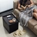 Storage Ottoman Foot Rest Stool, 17 inch Folding Leather Footstool Bench