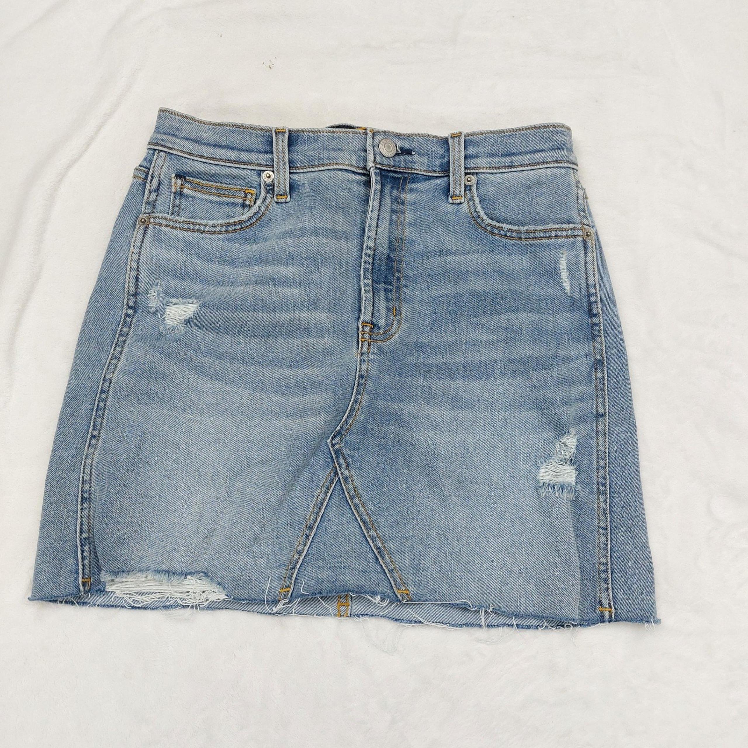 ARIZONA JEANS CO WOMENS Y2K GRUNGE BLUE JEAN DENIM CUT OFF MINI SKIRT SIZE 5