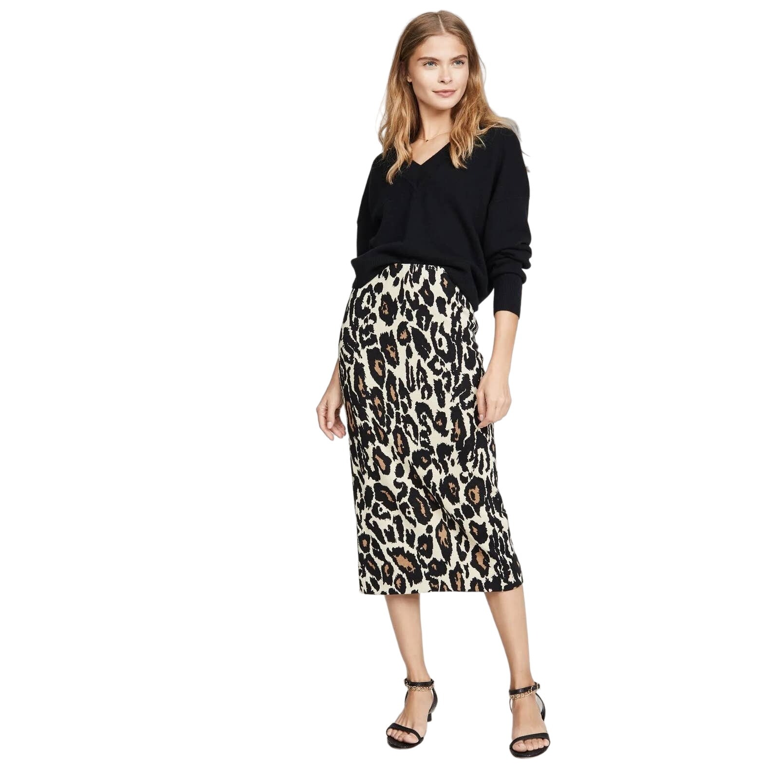 Diane Von Furstenberg Kara Leopard-Print Midi Skirt Size XS