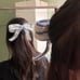 Crochet Elegant Striped Blue Bow hair tie