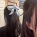 Crochet Elegant Striped Blue Bow hair tie
