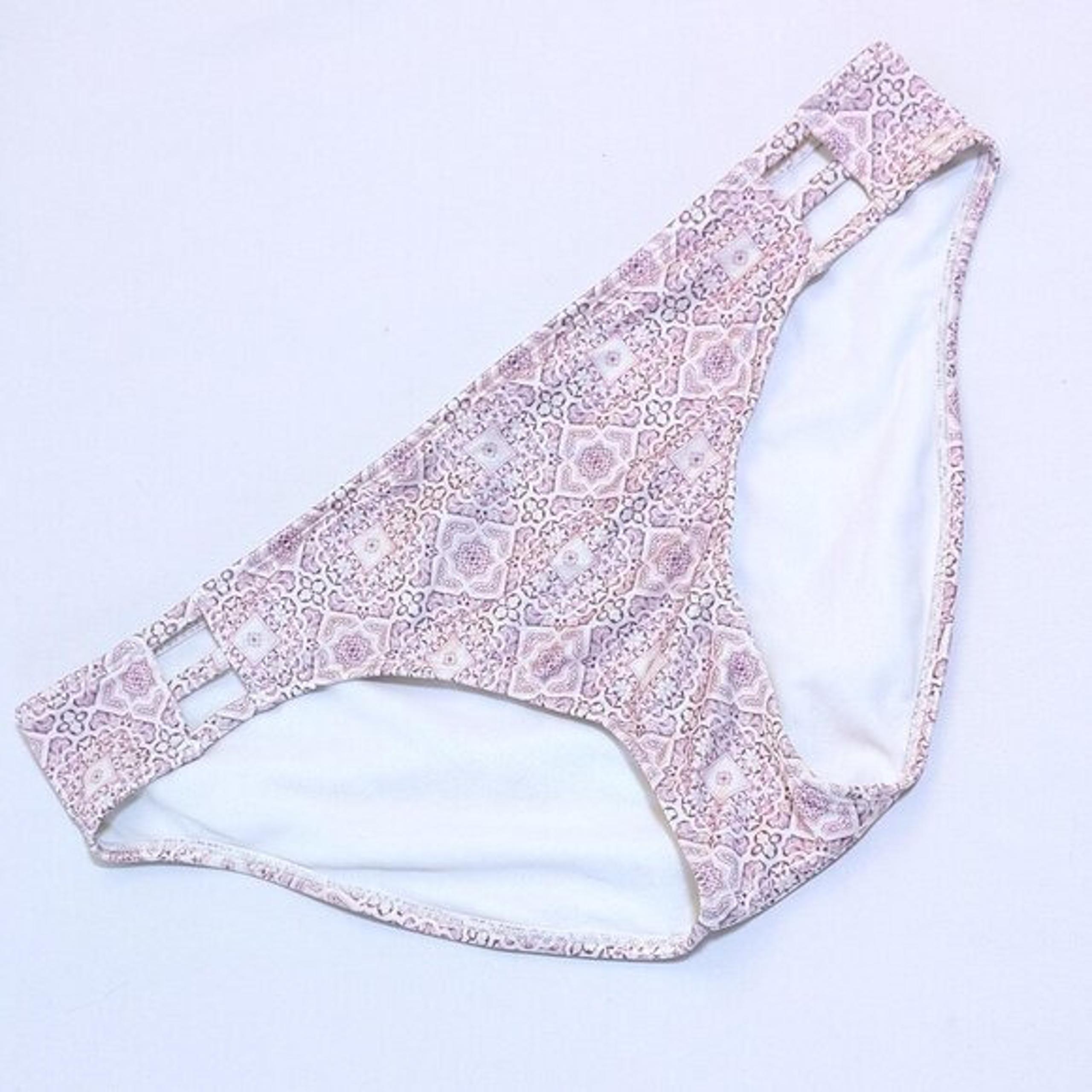 Athleta Swim Bottoms Bikini Pink Purple Aqualuxe Print Ladder Women's Size Large