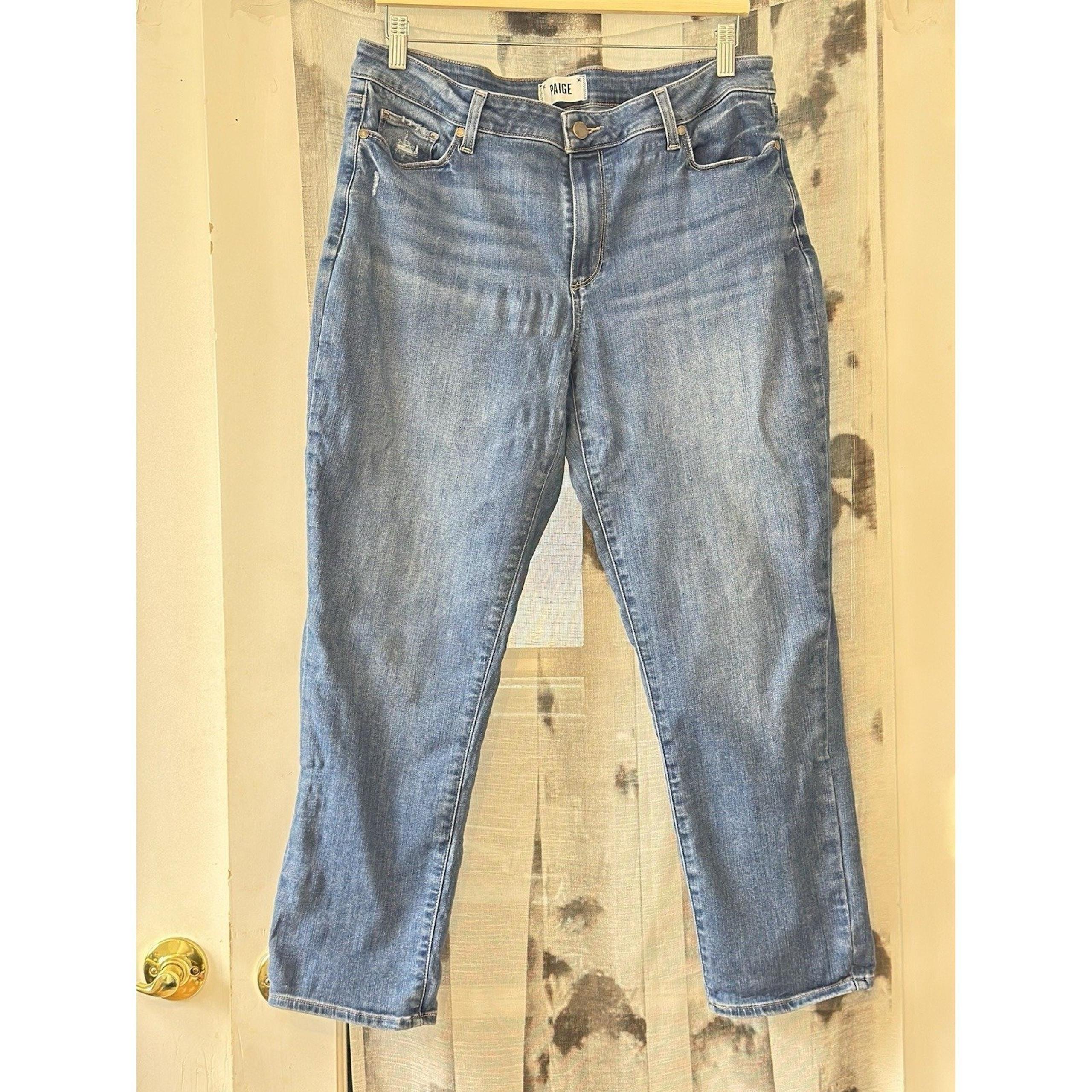 Paige Jeans Women's 31 Brigitte Miriam Distressed High Rise Crop Straight Denim