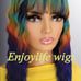 Human hair rainbow wig