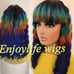 Human hair rainbow wig