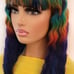 Human hair rainbow wig