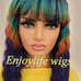Human hair rainbow wig