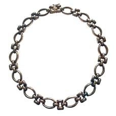 Beautiful Oval Hollow Puff Link Necklace Sterling Silver 925 Italy 16 34 G SU