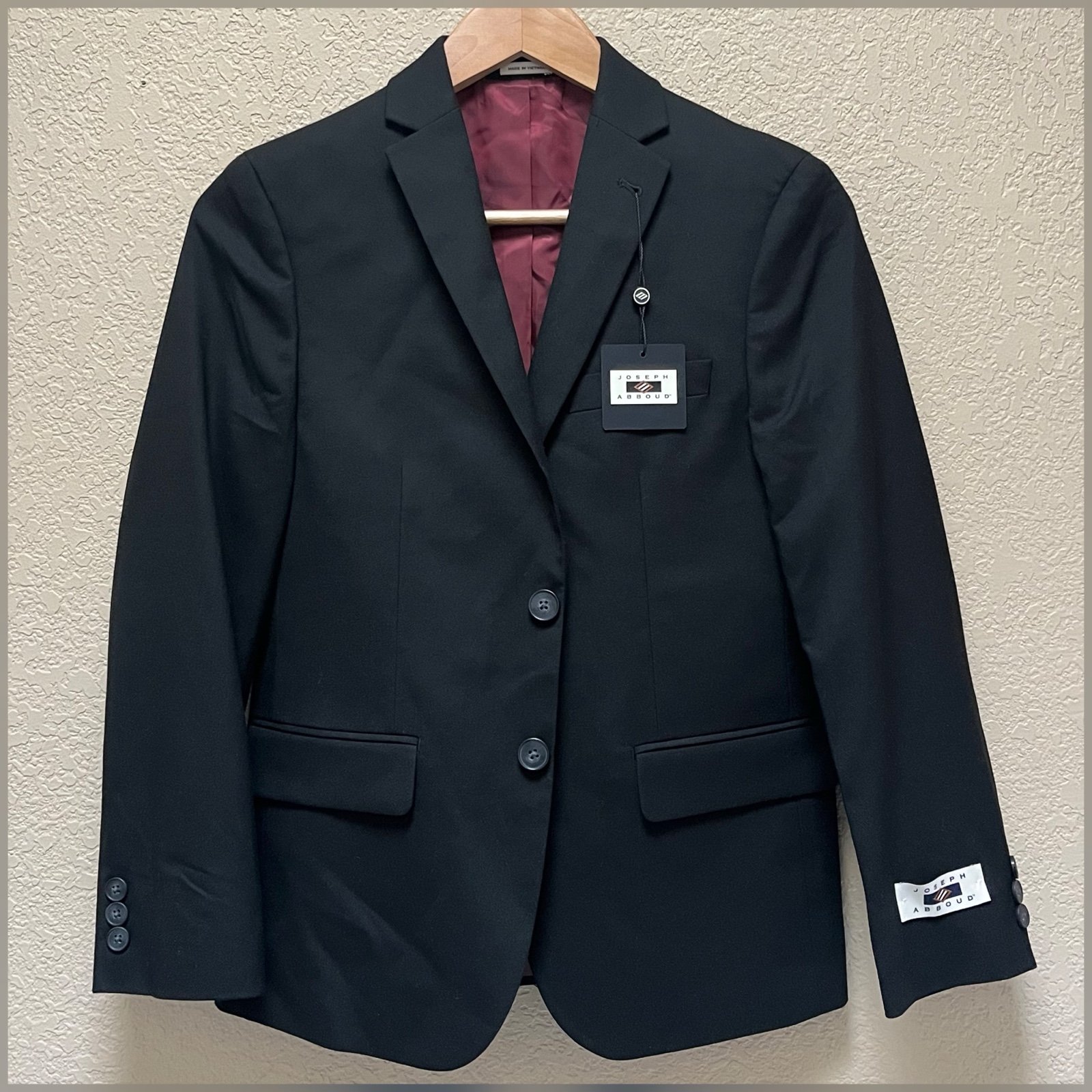 Joseph Abboud Boys Black Color Suit Jacket Youth Size 14-NWT