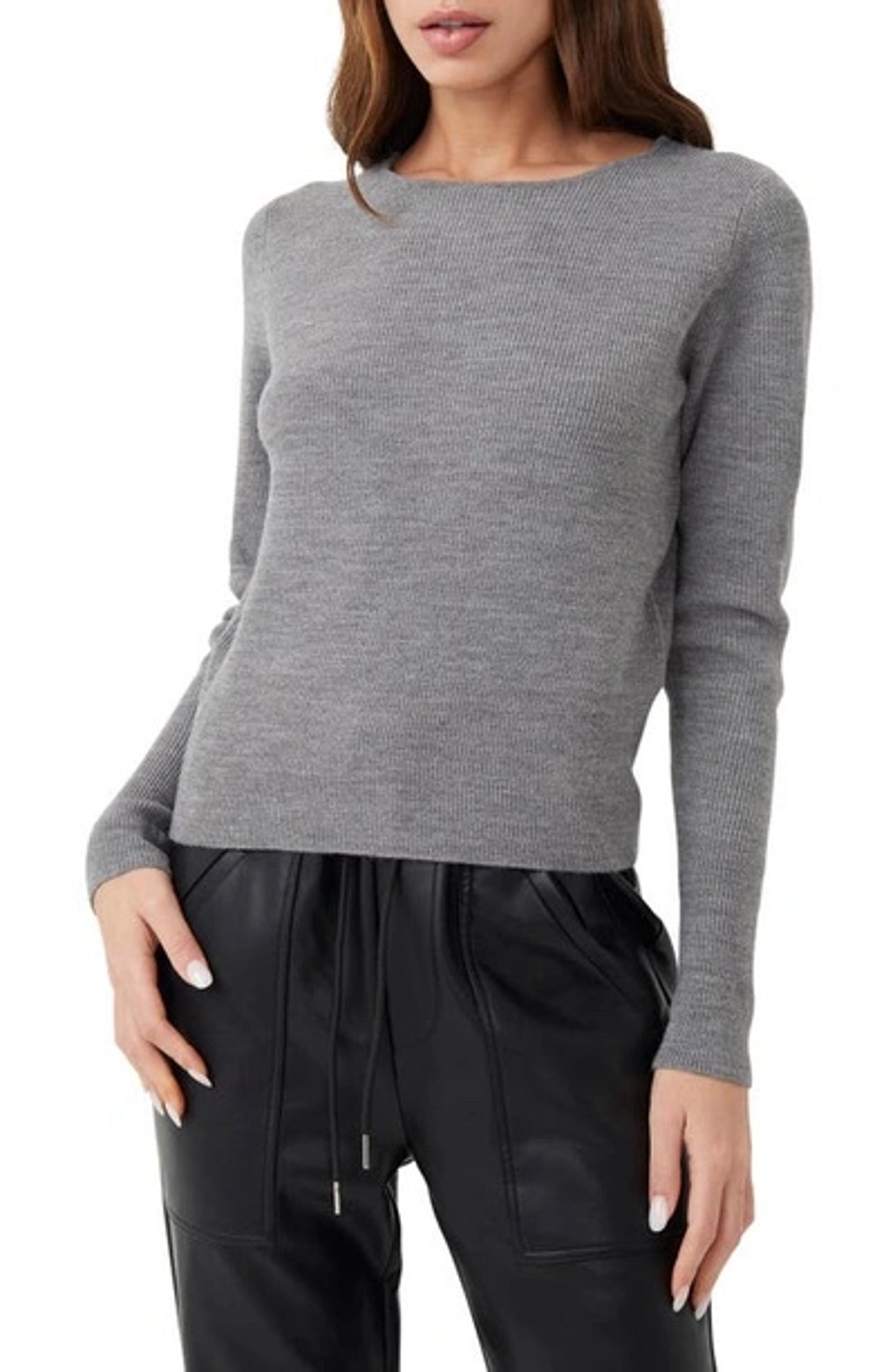 French Connection Juniper Rib Open Back Sweater Size Small Gray