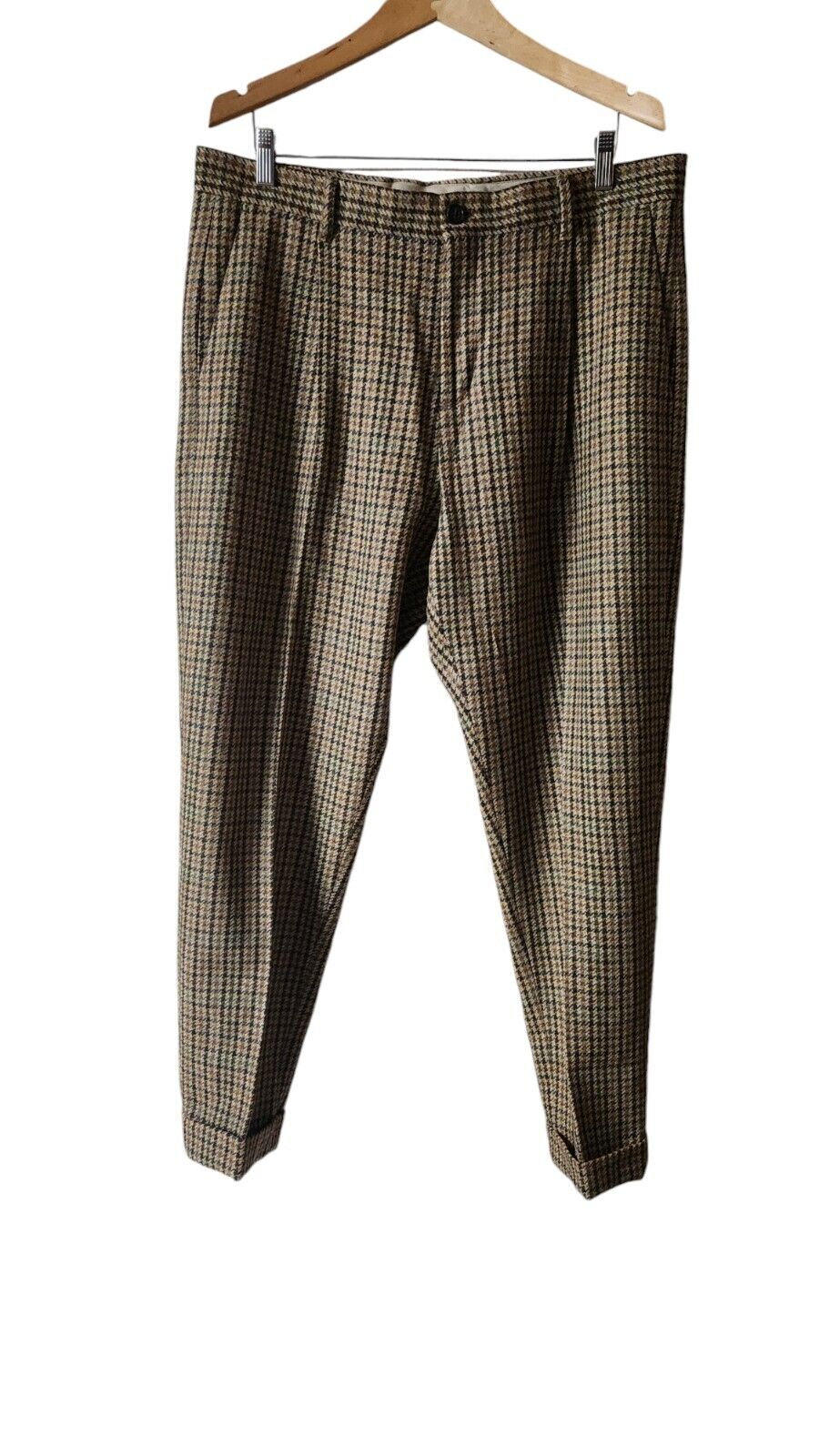 Banana Republic Wool Blend Pants mens Balli Italian Tweed Brown Houndstooth-36