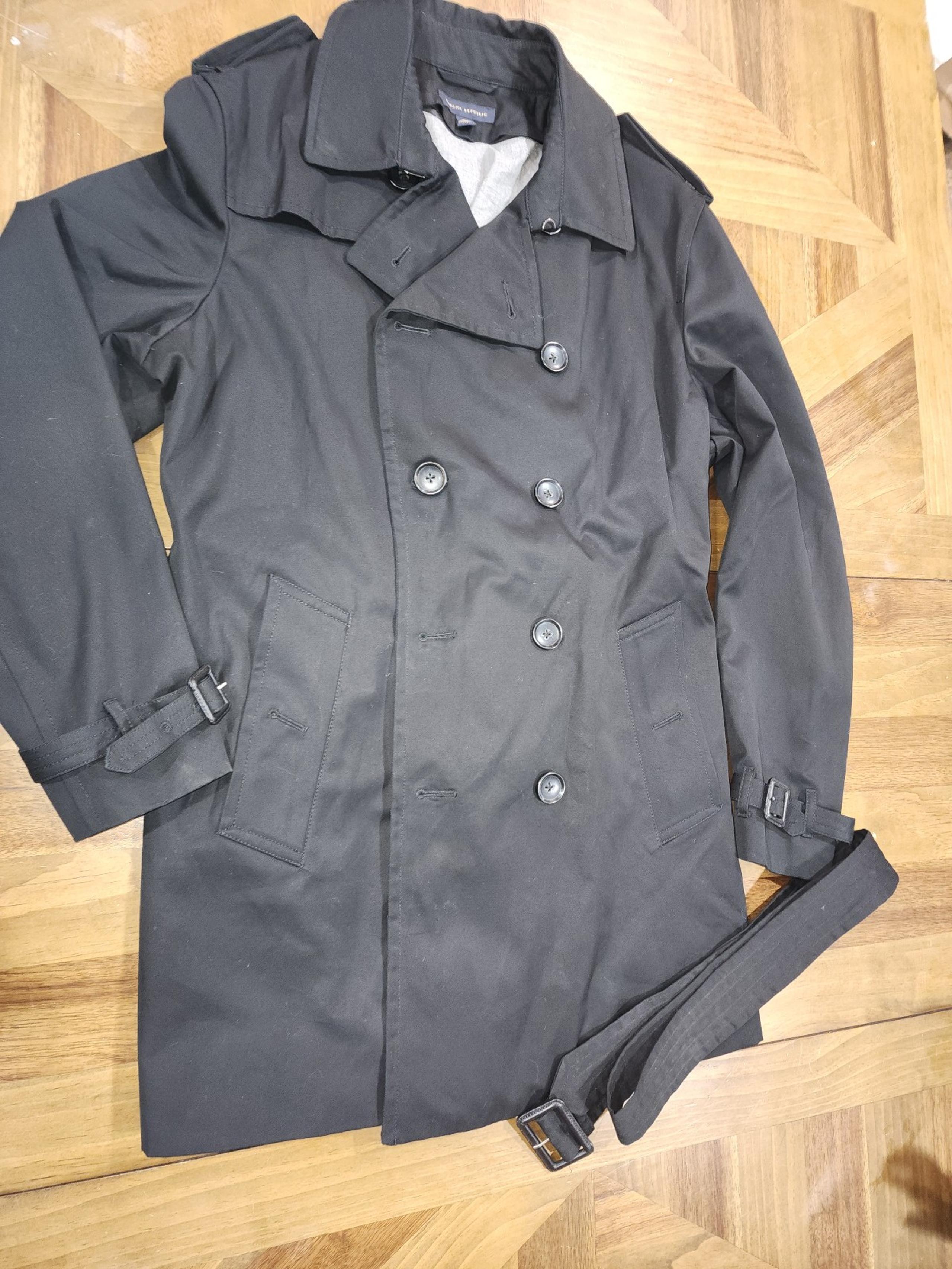 Banana Republic Heritage Black Trench Coat XL Removeable Layer