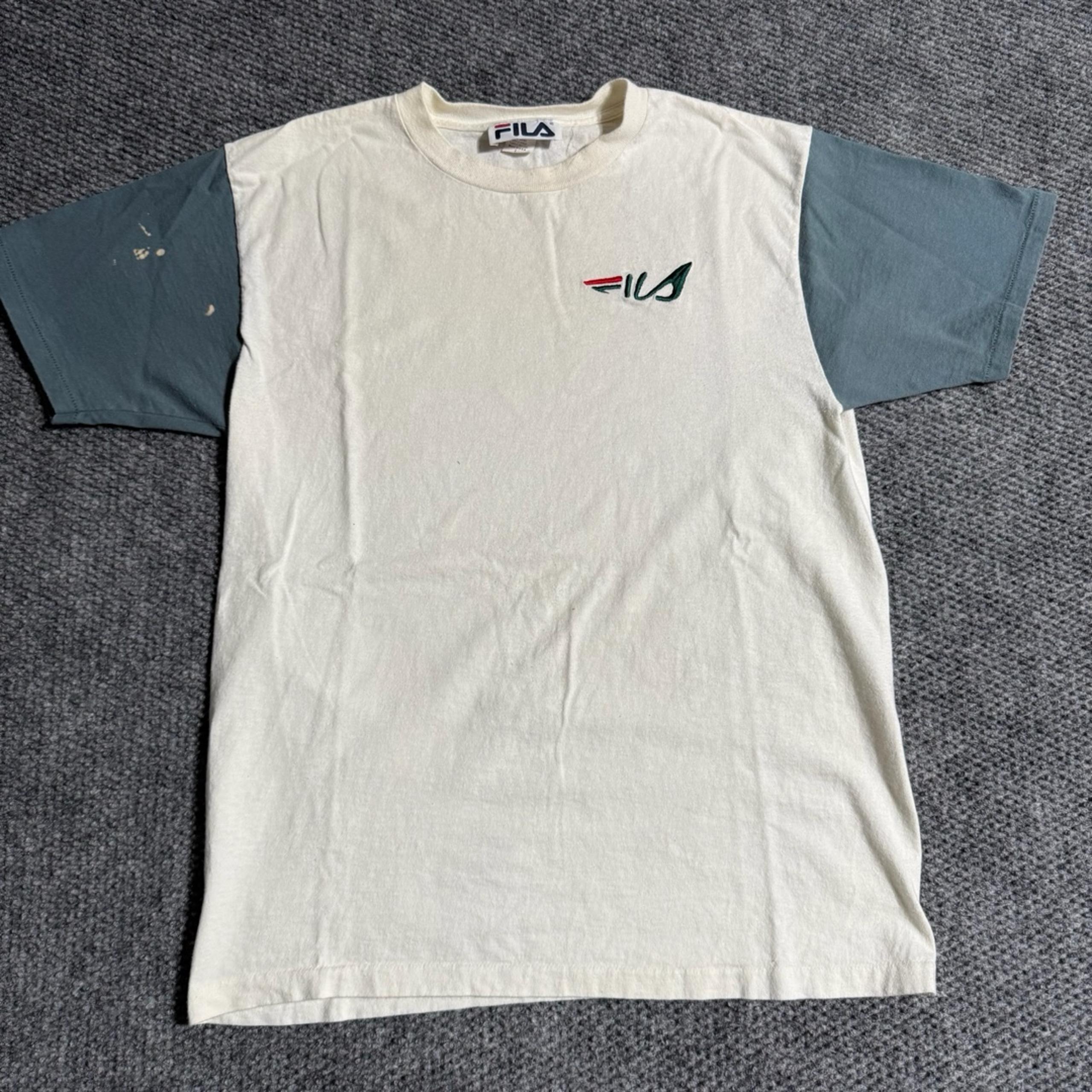 Vintage 90s FILA White T-Shirt Mens L Made In USA Single Stitch