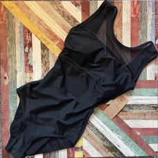 Albion Fit NWT The Aubrey OnePiece Swimsuit Black Mesh Chest Sexy SZ XSmall