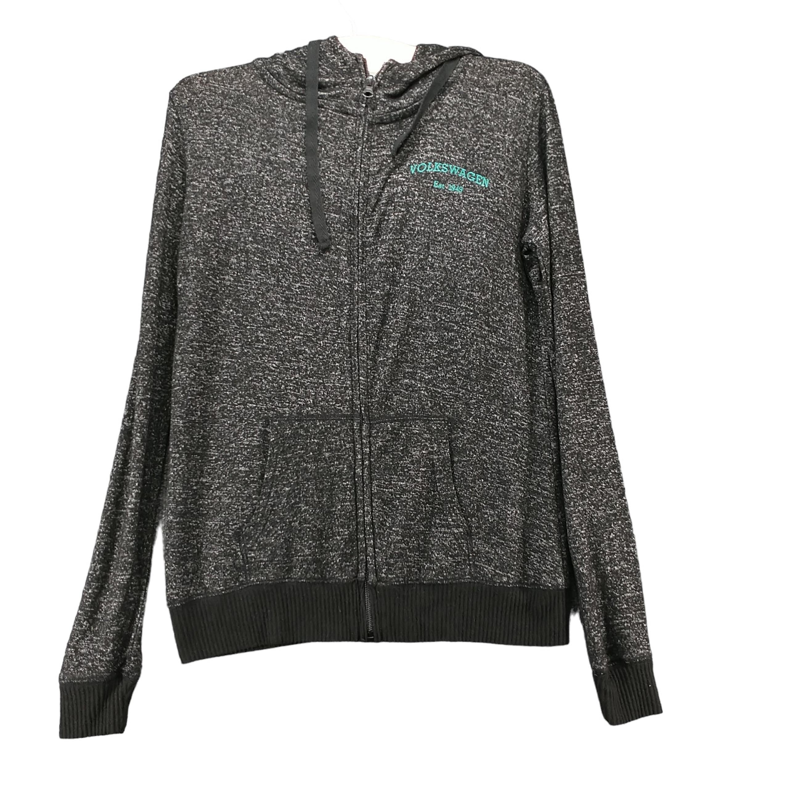 J. America Mens Volkswagen Hoodie Black Gray Small Est 1949 Full Zip Knit