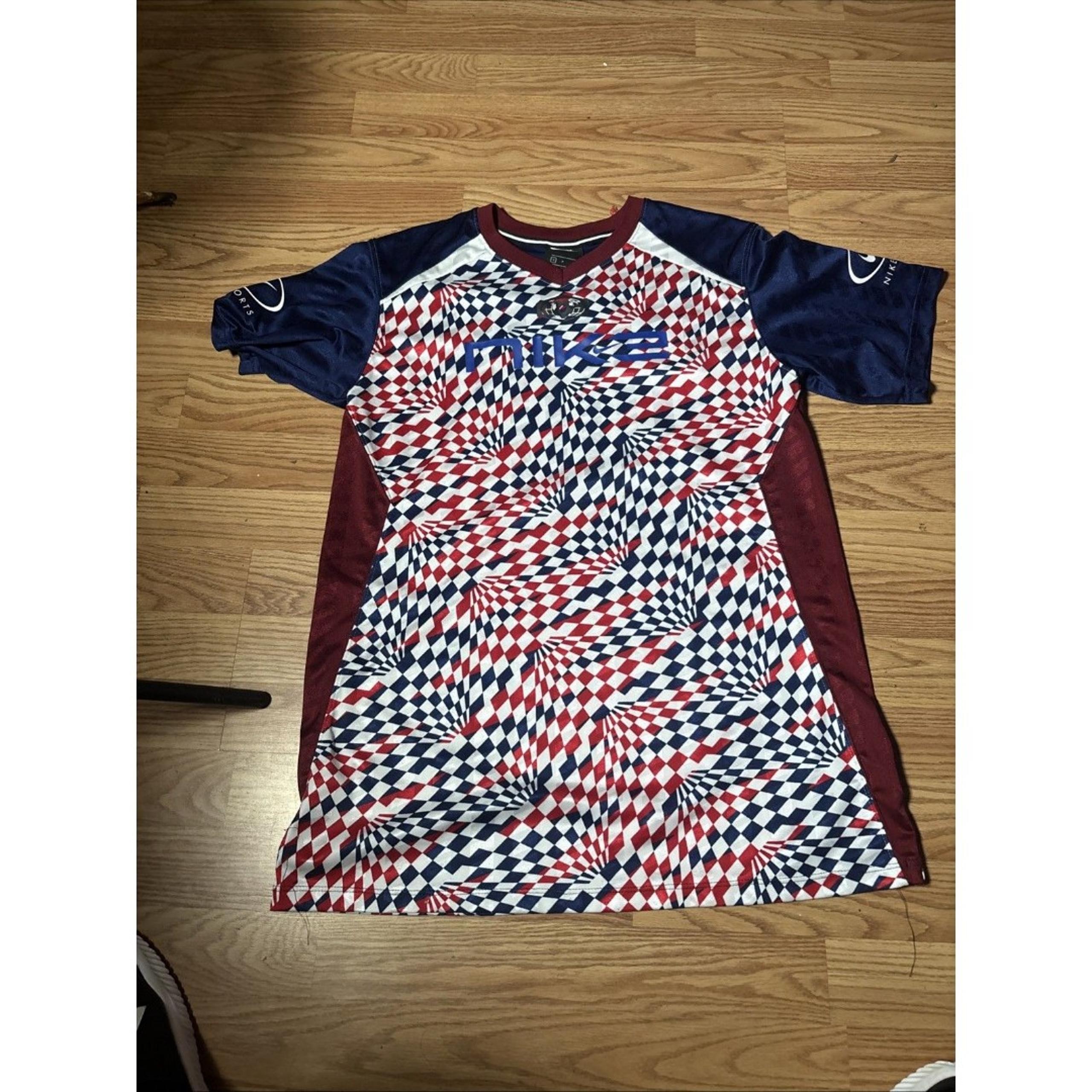 Nike Sportswear Womens Soccer Jersey Dress Red Blue White Checkered Board Size S