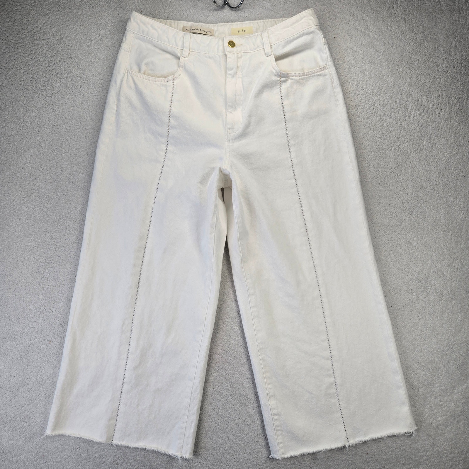 Anthropologie Pilcro High Waist Wide Leg Cropped Jeans Women's 32 White