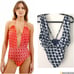 New Rosa Cha Hamptons Plunge Halter One-Piece Swimsuit Maio Brazilian Cut 430
