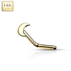 Solid 14kt gold nose piercing with an old gold half moon 20 gauge New