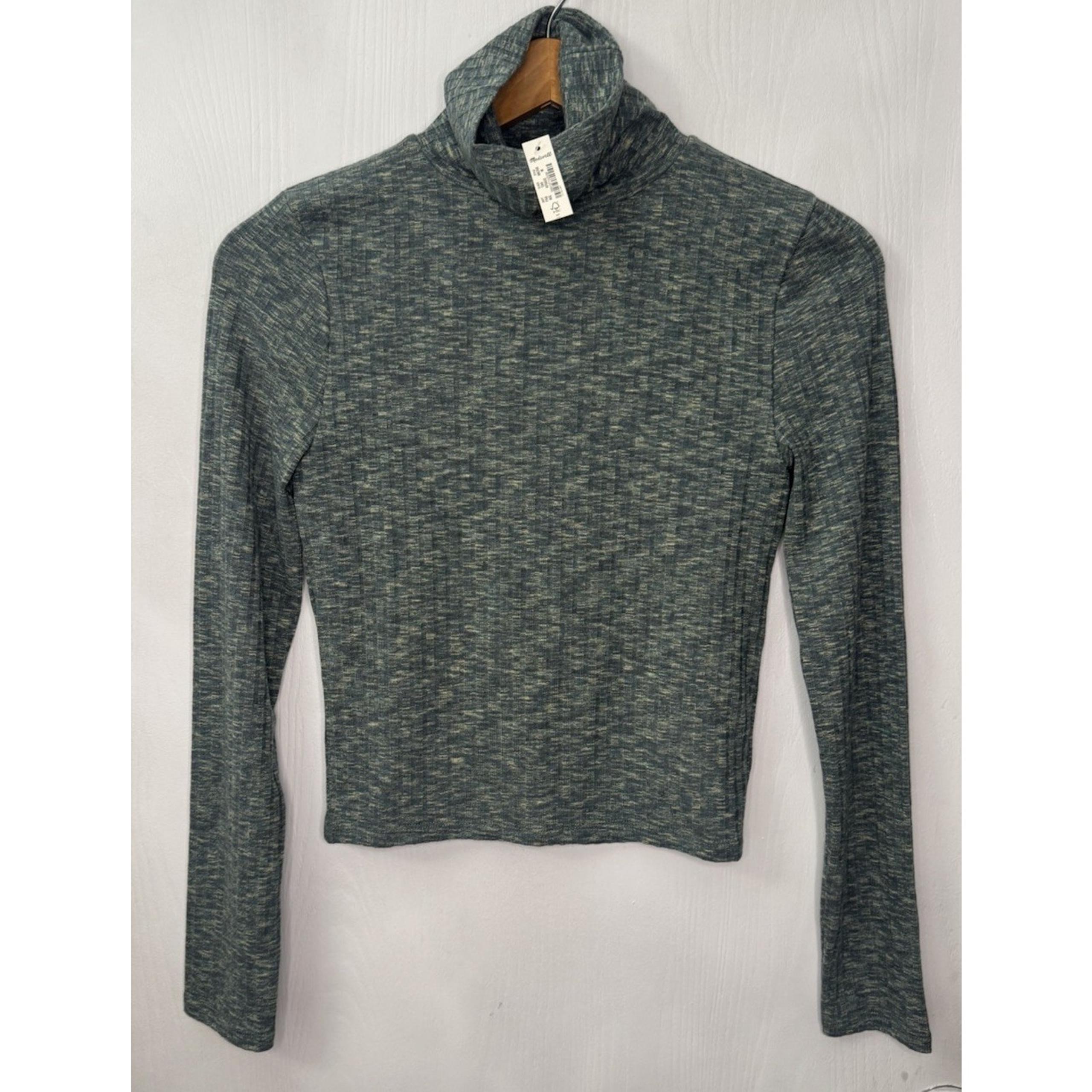 Madewell Fitted Ribbed Turtleneck Long-Sleeve Tee Crop Women Size Medium NEW
