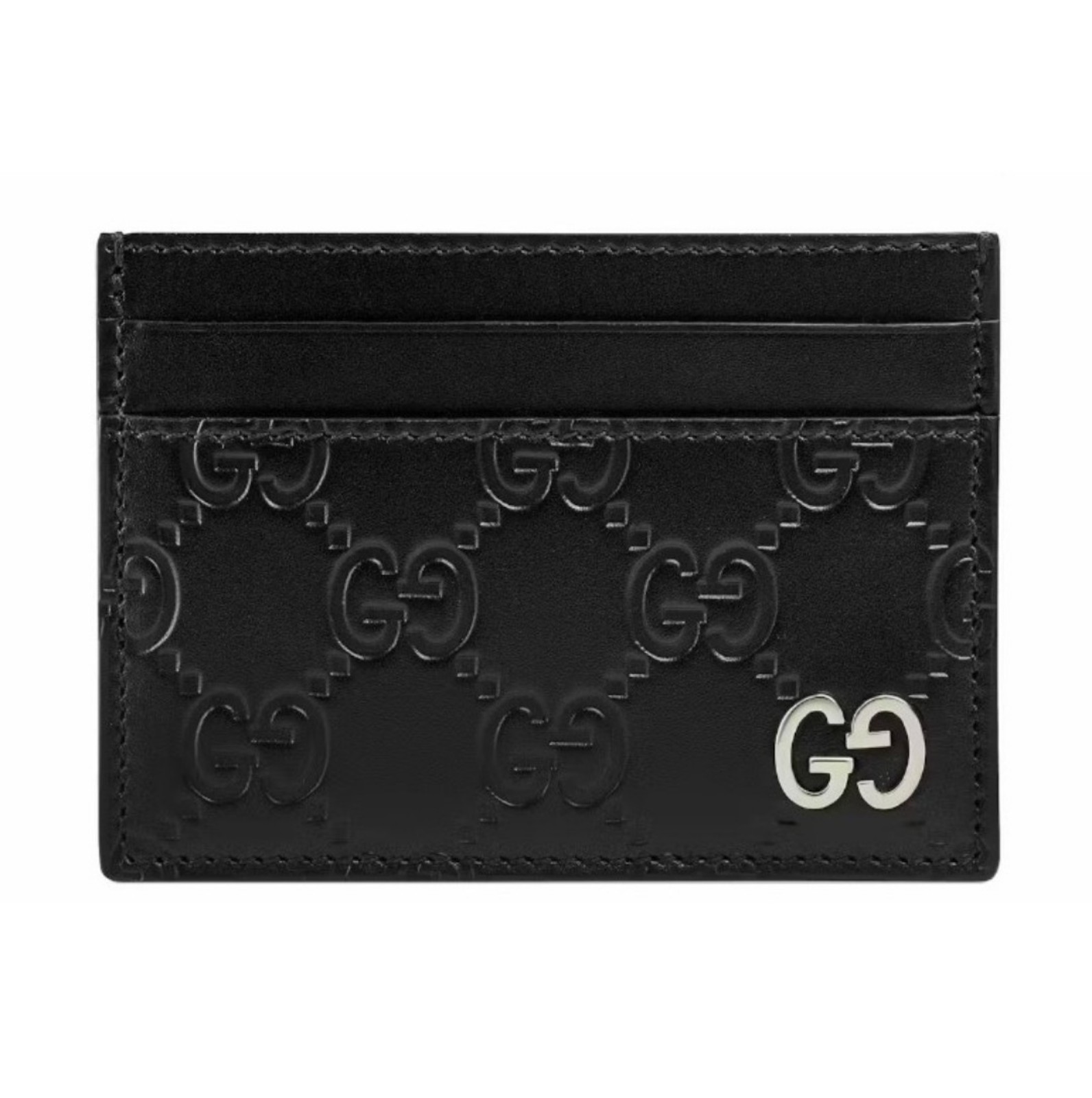 NEW Authentic Gucci Micro Jumbo Black Leather Card Case Holder GG