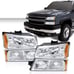 Chrome Amber Corner Headlights+Signal Bumper Lamps Fit For 03-06 Chevy Silverado