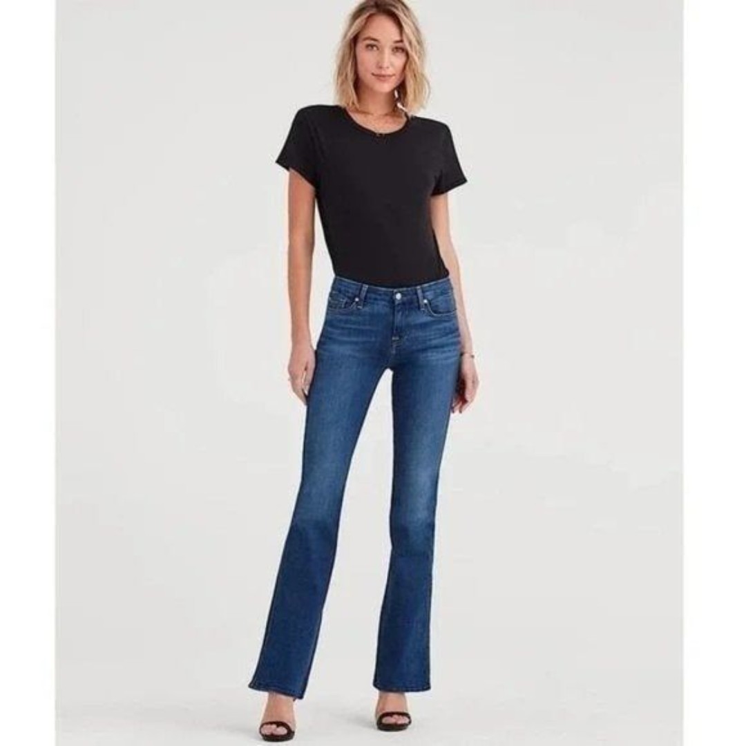 7 For All Mankind Dark Wash A Pocket Flare Leg Jeans 29