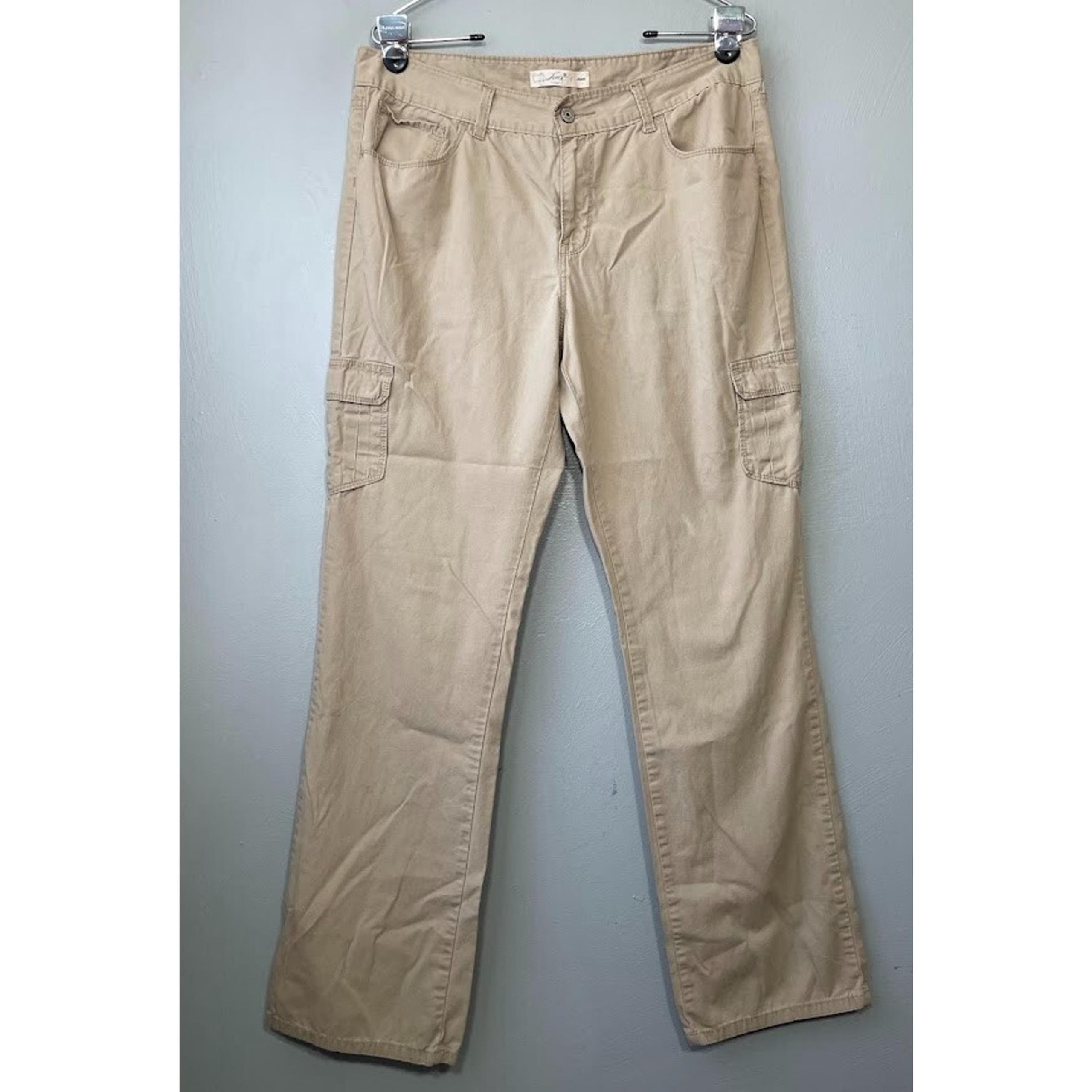 Levis Women Size 12 Tan Khakis Cargo Pants Baggy Straight Casual 90s Y2K Utility