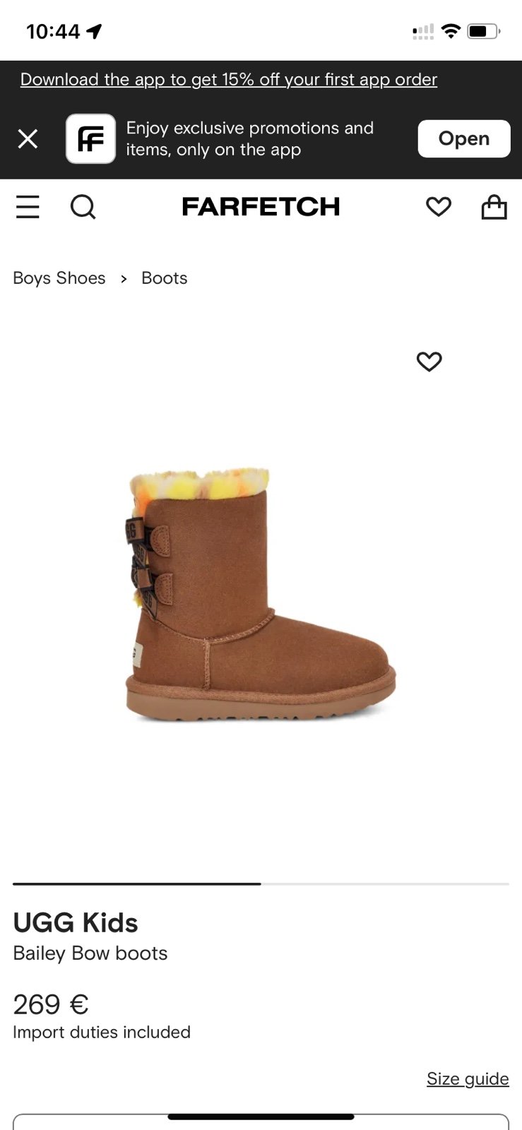 UGG big kids Bailey Bow boots, women size 36