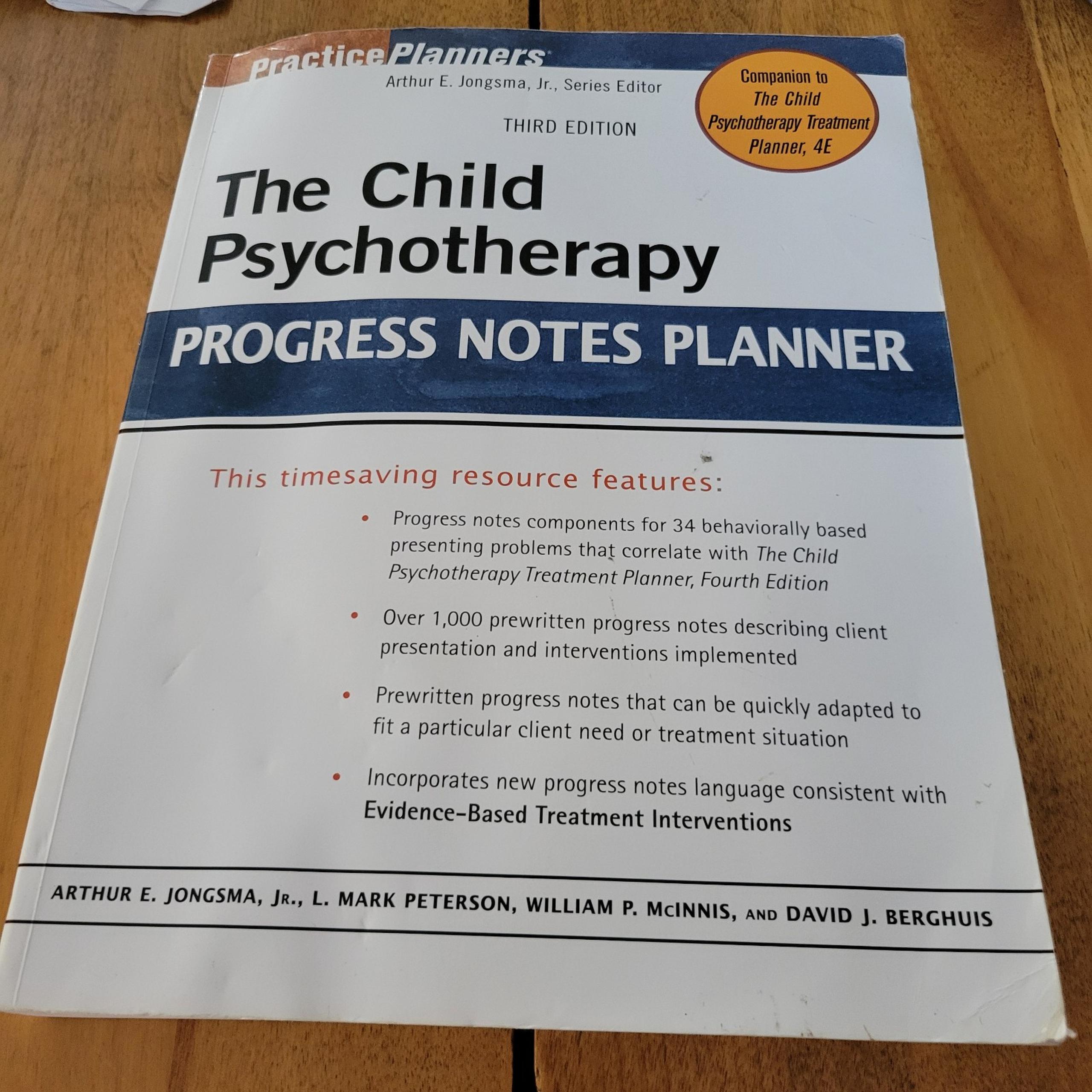The Child Psychotherapy Progress Notes Planner Third Edition Textbook