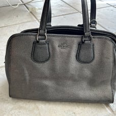 Coach Nolita Gunmetal Leather Metallic Satchel Shoulder Bag