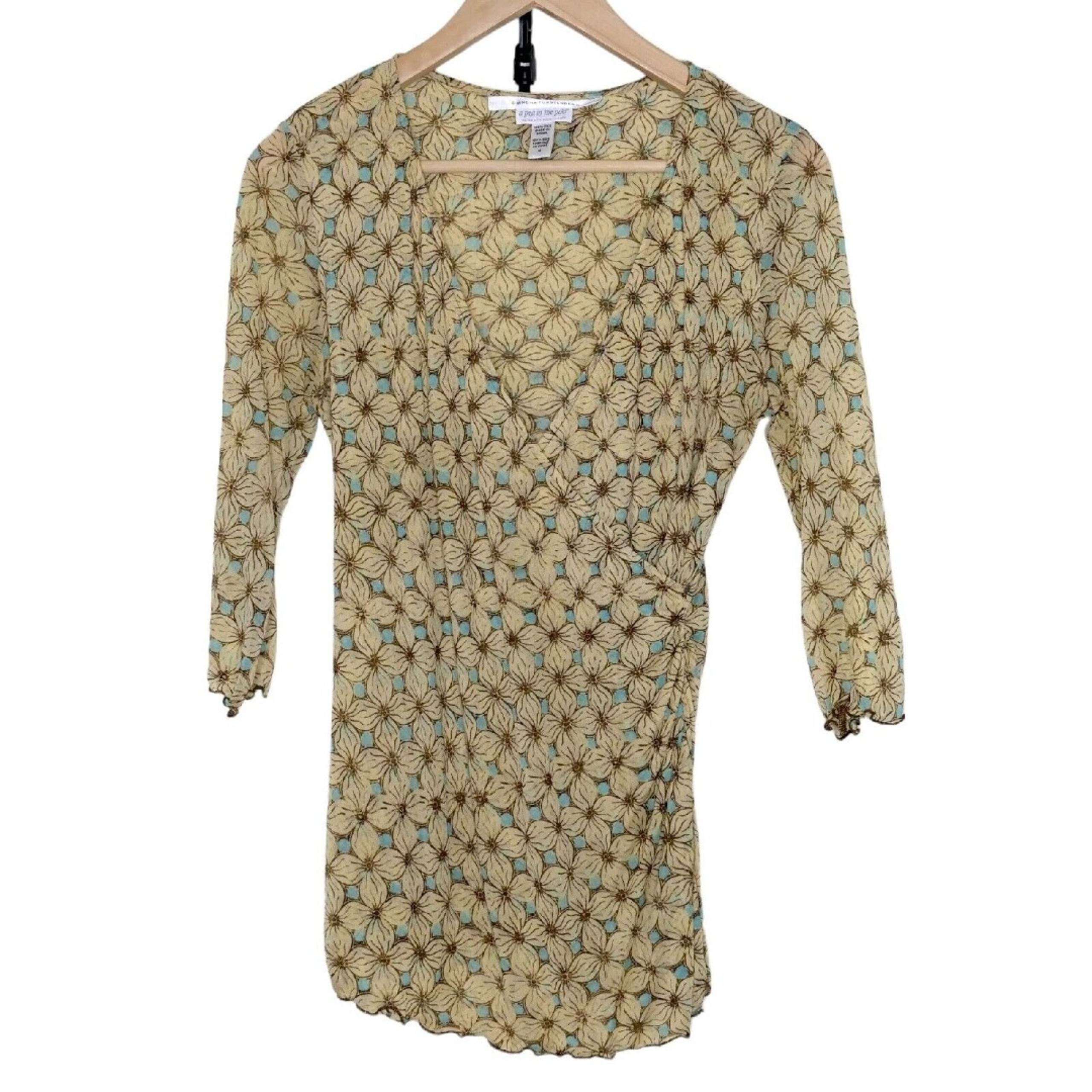 diane von furstenberg A Pea In The Pod Maternity Top Sz M Stretchy Silk EUC