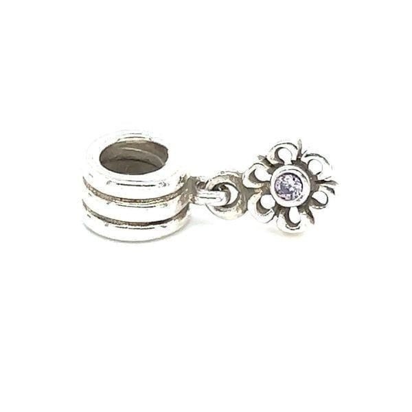 Pandora Amethyst Flower Dangle Charm