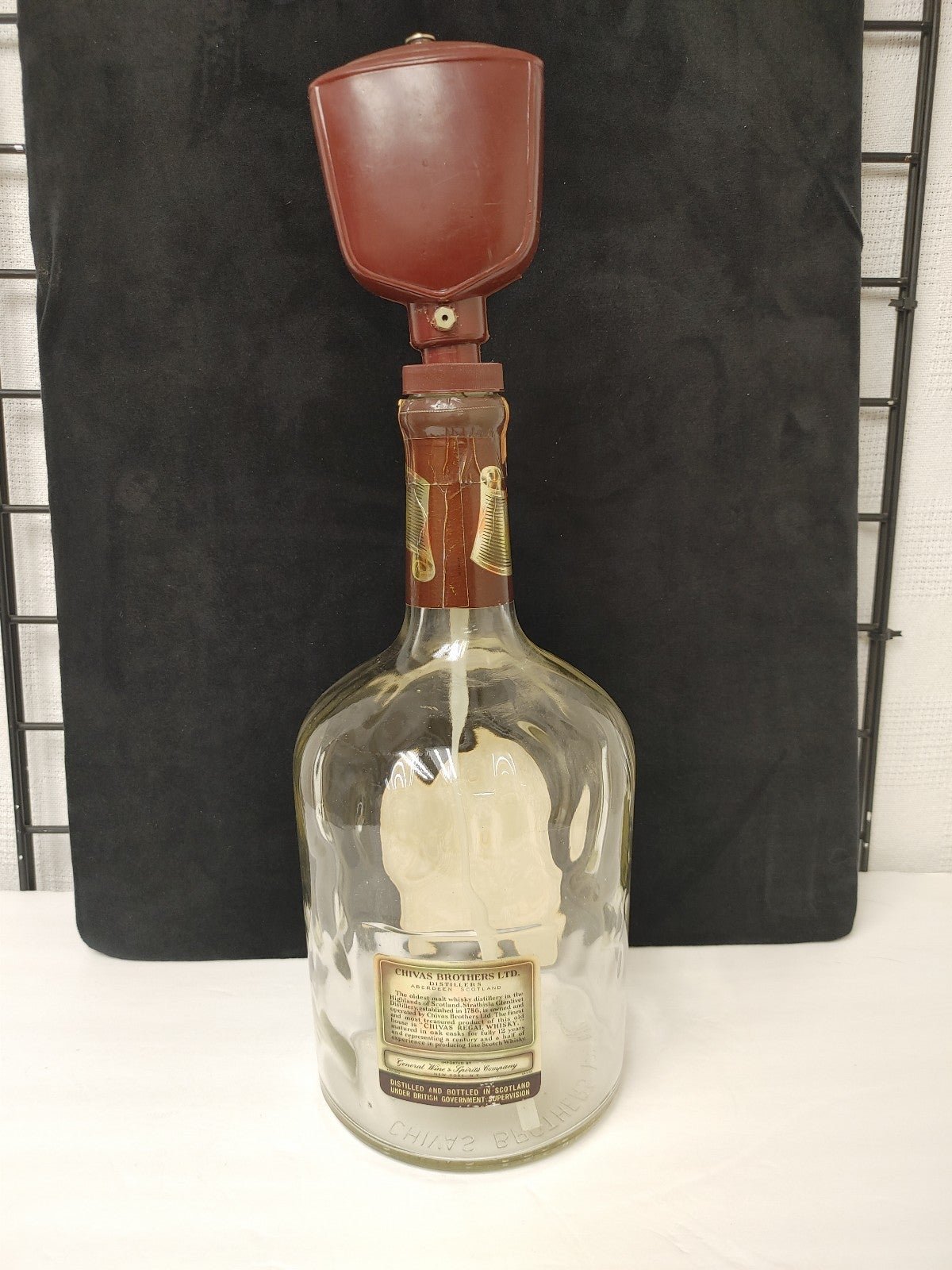VINTAGE CHIVAS REGAL WHISKY BOTTLE AND PUMP & DISPENSER. RARE FIND.