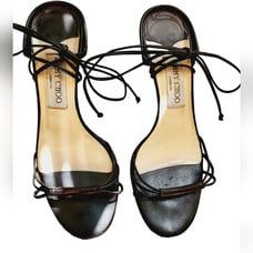 JIMMY CHOO LACE UP BLACK SANDAL SIZE 35.5 (5.5 US)