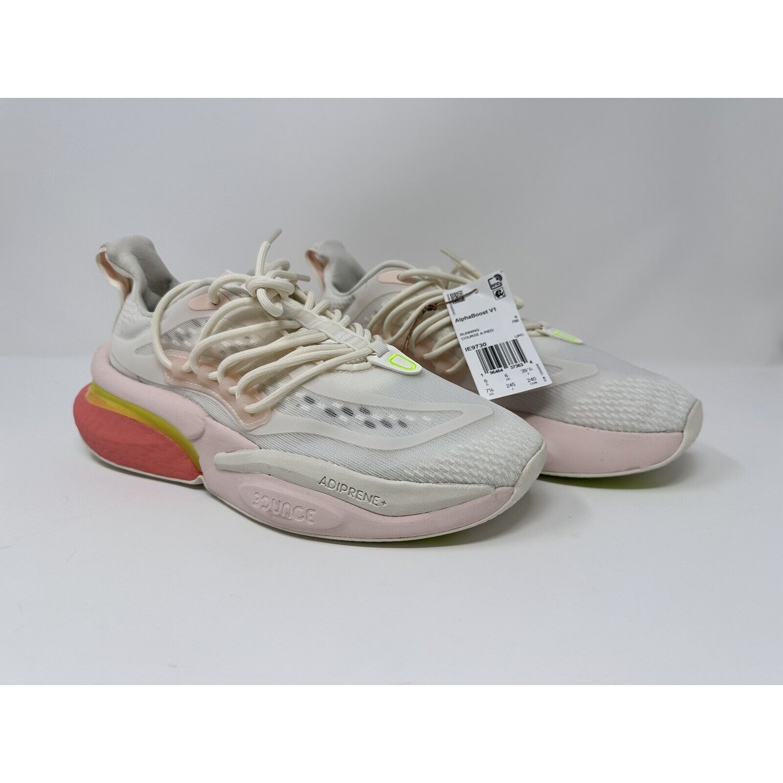 Adidas Alphaboost V1 Off White Lucid Lemon Clay Sneakers IE9730 Women's Size 7.5