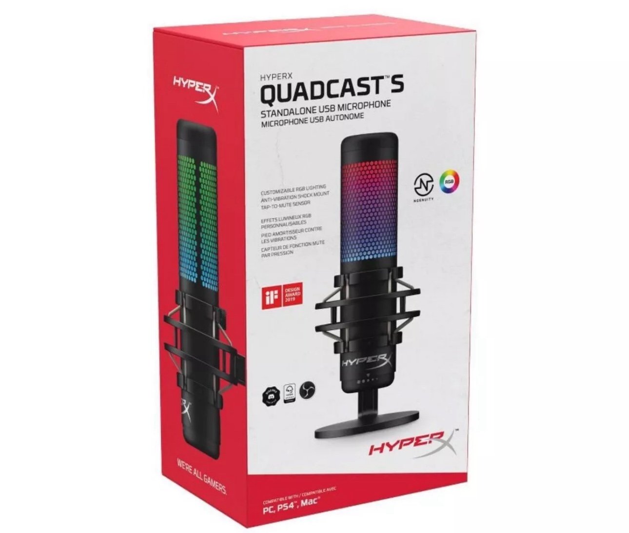 HyperX QuadCast S RGB USB Condenser Microphone for PC/PlayStation 4