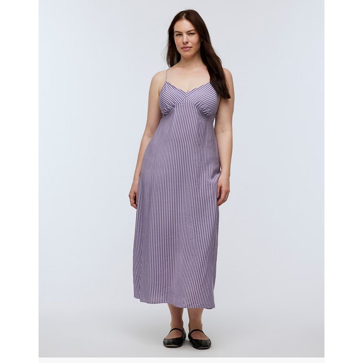 Madewell The Layton Midi Slip Dress Women's Size 6 in Whisper Violet Stripe NWT!
