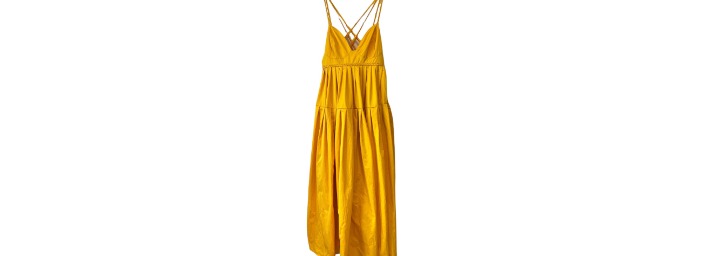 Yellow bondage wrinkled layered tank top suspender mini skirt