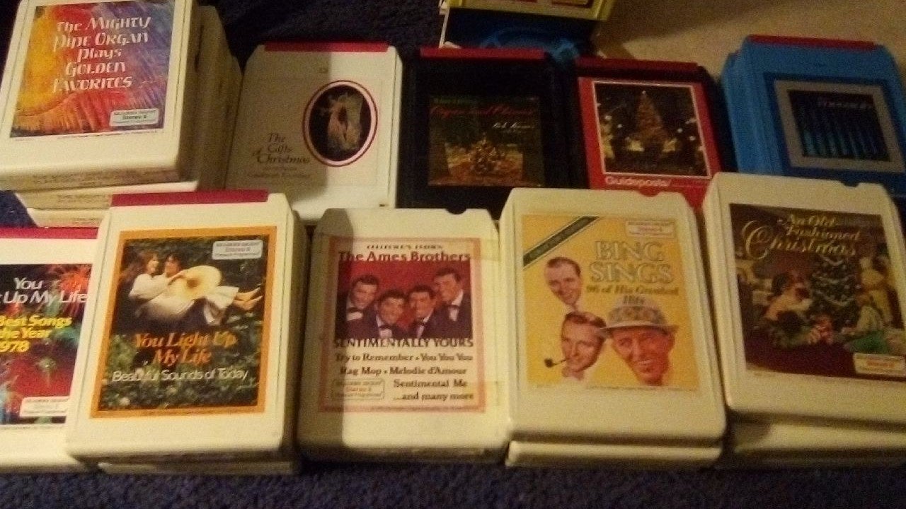 8 Trak cassettes and viynal records
