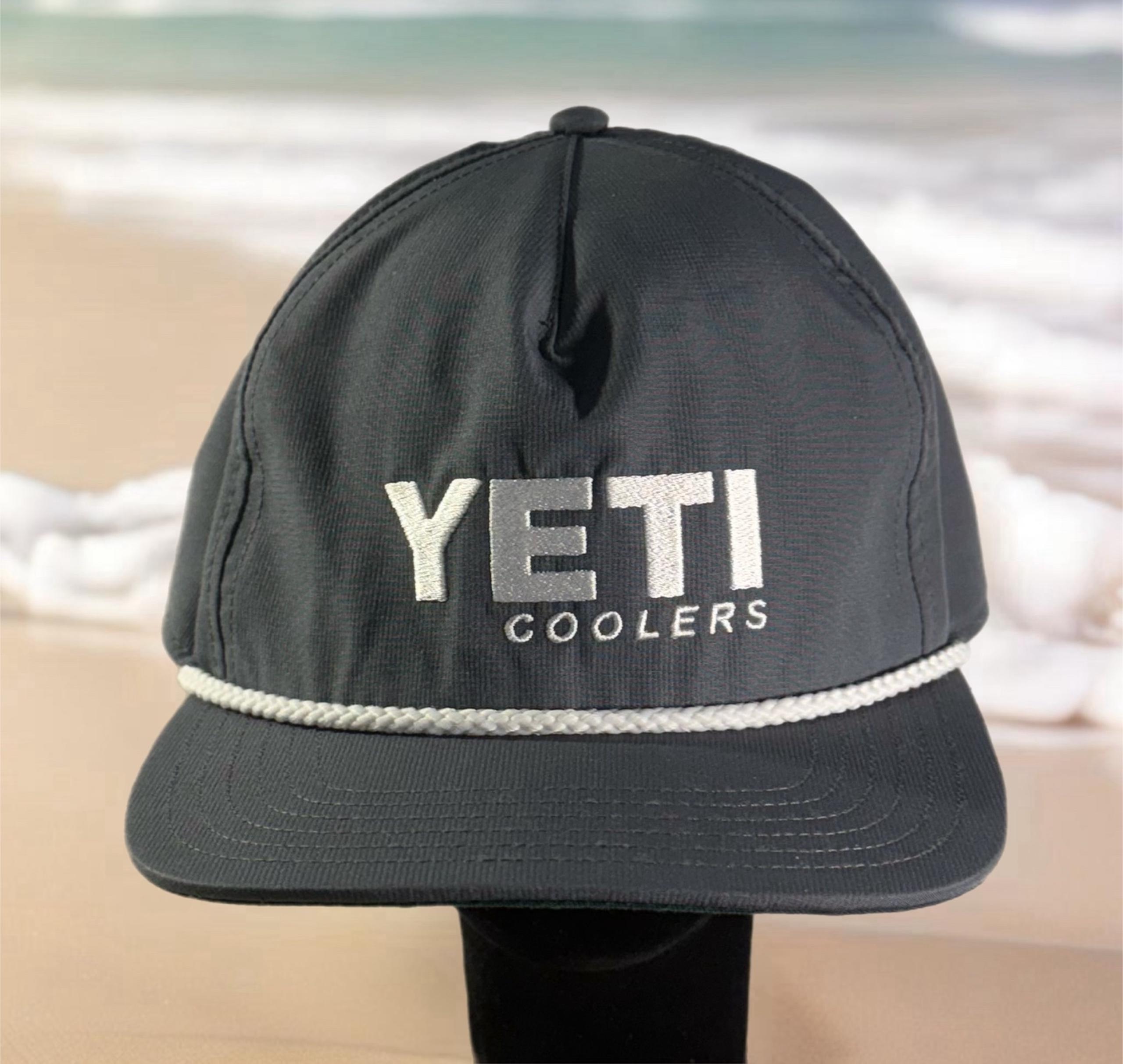 Yeti Coolers Men’s Flat Brim Rope Cap Hat Gray White Snapback Popular Bureo EUC