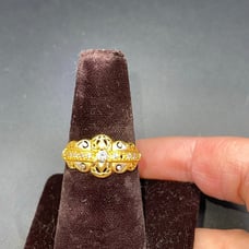Ring Signed In Persian 21k Victorian W/Cz Stones 090723@
