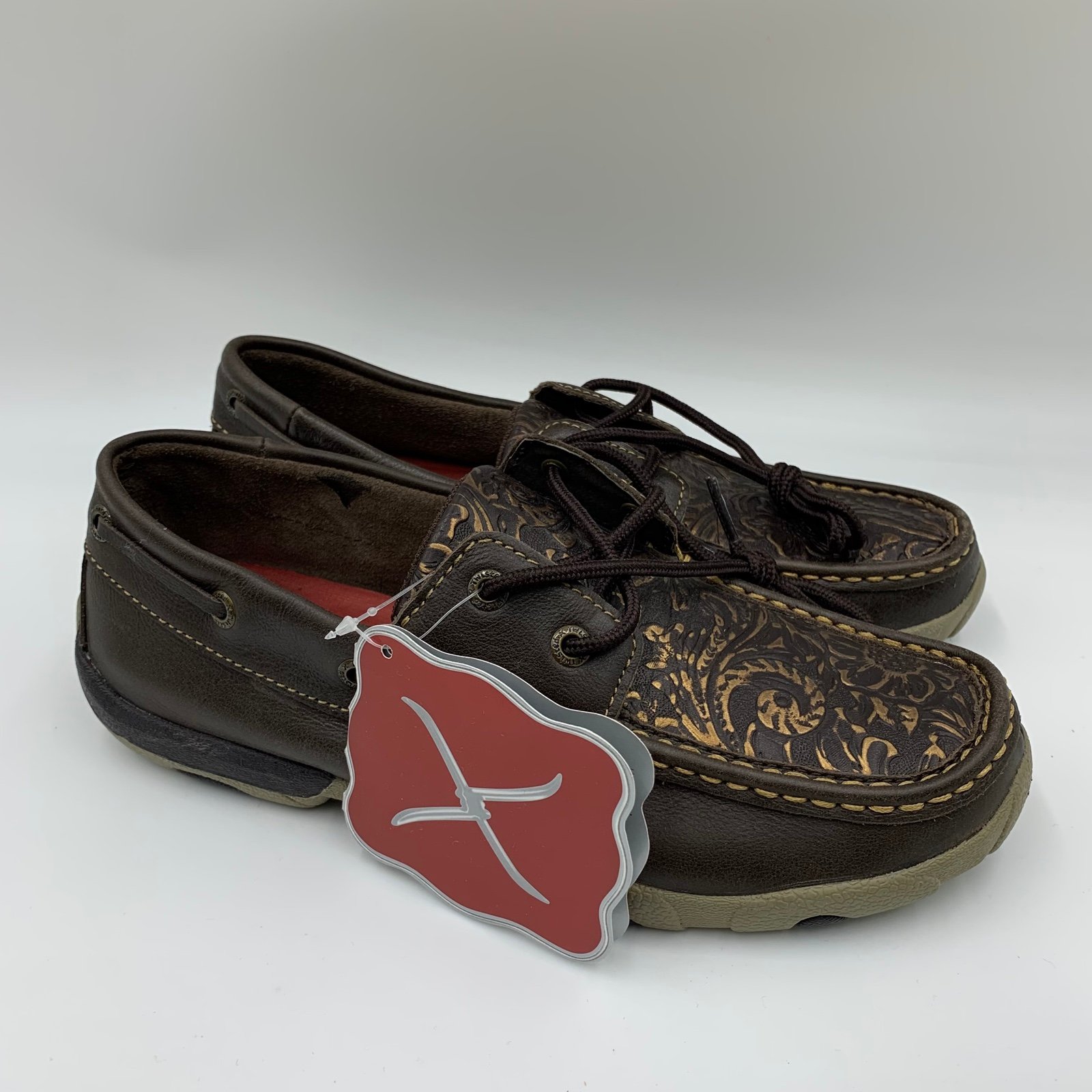 Twisted X Ladies Brown/Emboss Flower Driving Mocs WDM0070 NWT Size 7