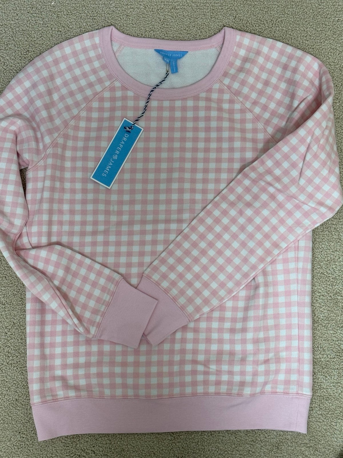 PINK Draper James Gingham Sweatshirt NWT XS
