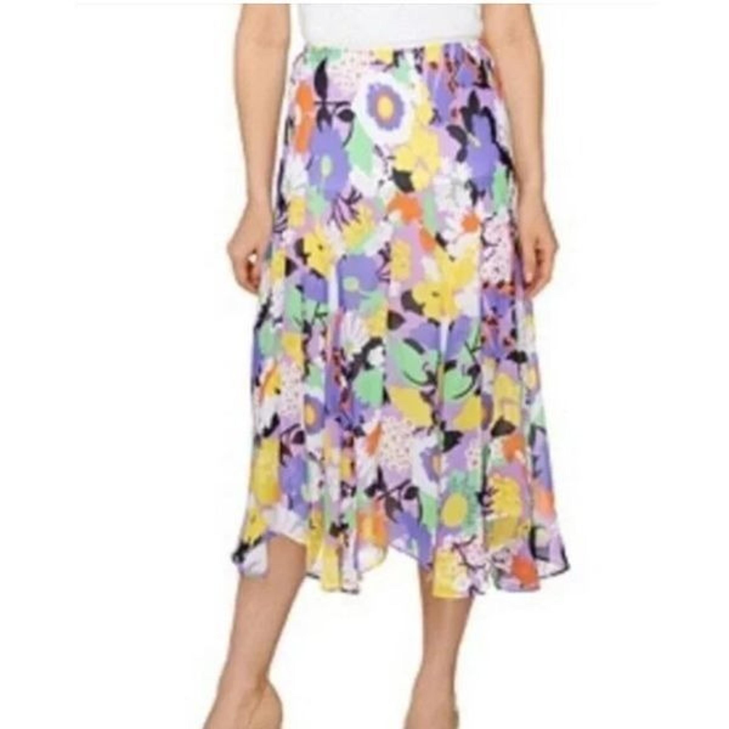 Bob Mackie Beautiful Floral Elastic Waist A-Line Flowy Skirt Size M