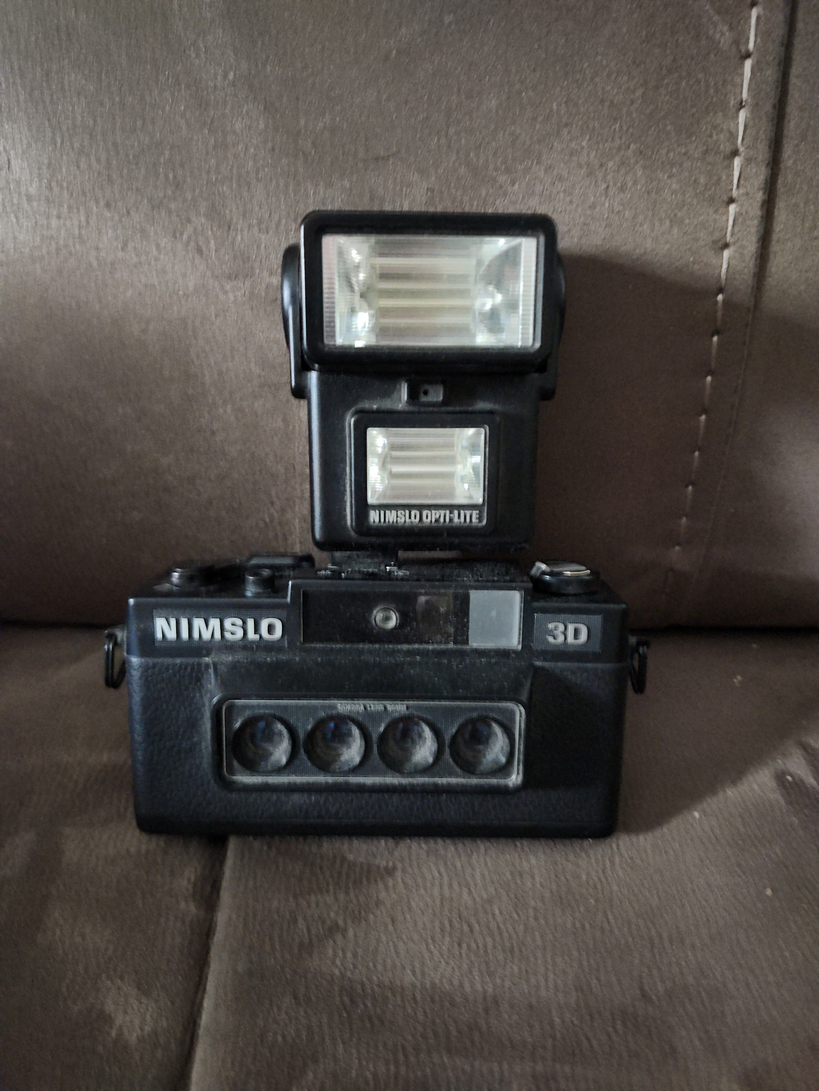 Vintage Nimslo 3D Quadra Film Camera w/ Opti-Lite Flash, Untested AS IS