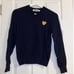 Comme des Garcons PLAY Navy Blue 100% Wool V-Neck Sweater Women's Small